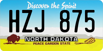 ND license plate HZJ875