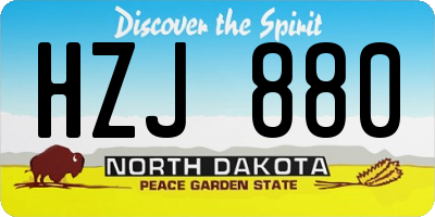 ND license plate HZJ880