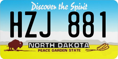 ND license plate HZJ881