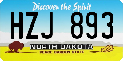 ND license plate HZJ893