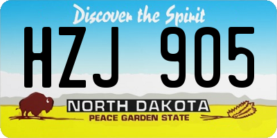 ND license plate HZJ905