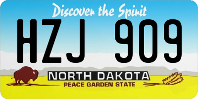 ND license plate HZJ909