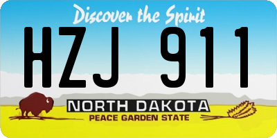 ND license plate HZJ911