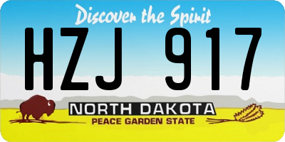 ND license plate HZJ917