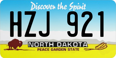 ND license plate HZJ921