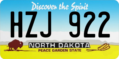 ND license plate HZJ922