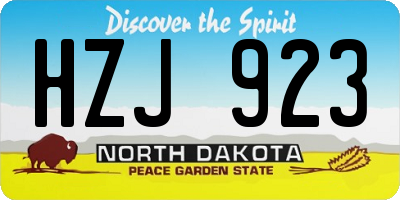ND license plate HZJ923