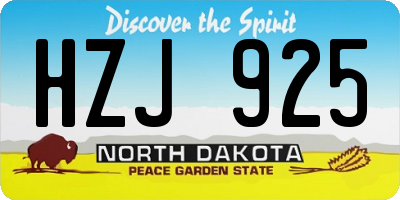 ND license plate HZJ925