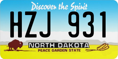 ND license plate HZJ931