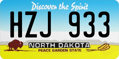 ND license plate HZJ933