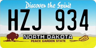ND license plate HZJ934