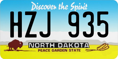 ND license plate HZJ935