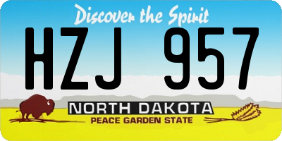 ND license plate HZJ957