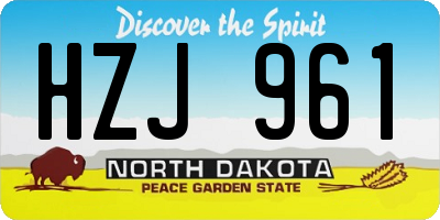 ND license plate HZJ961