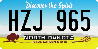 ND license plate HZJ965