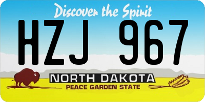 ND license plate HZJ967