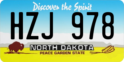 ND license plate HZJ978