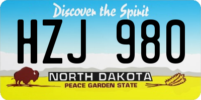 ND license plate HZJ980