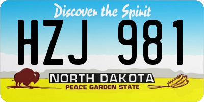 ND license plate HZJ981