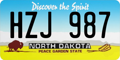 ND license plate HZJ987