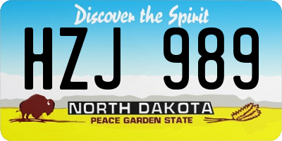 ND license plate HZJ989