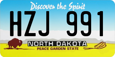 ND license plate HZJ991