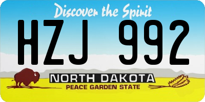 ND license plate HZJ992