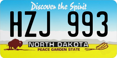 ND license plate HZJ993