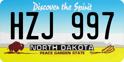ND license plate HZJ997