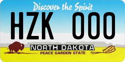 ND license plate HZK000