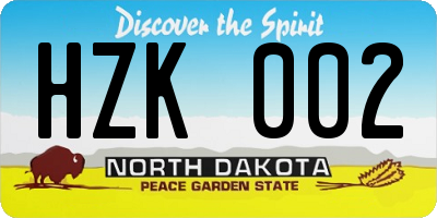 ND license plate HZK002