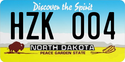 ND license plate HZK004