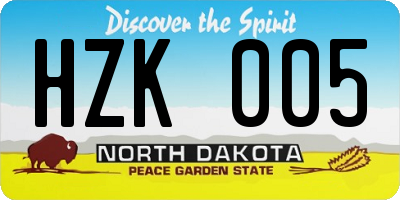 ND license plate HZK005