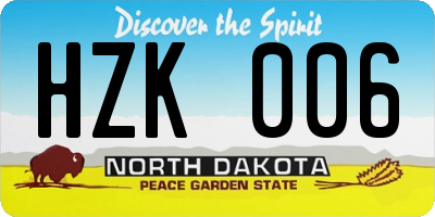 ND license plate HZK006