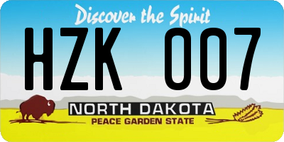 ND license plate HZK007