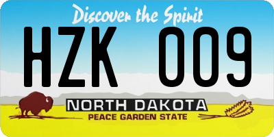ND license plate HZK009