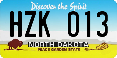 ND license plate HZK013