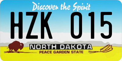 ND license plate HZK015
