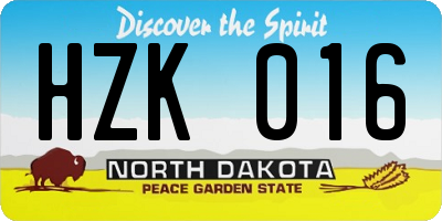 ND license plate HZK016