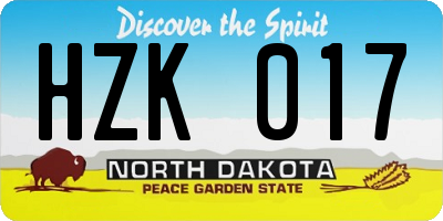 ND license plate HZK017