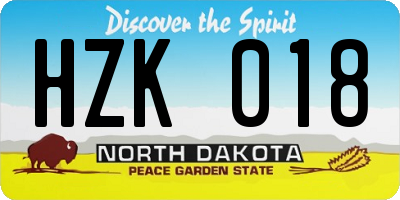 ND license plate HZK018