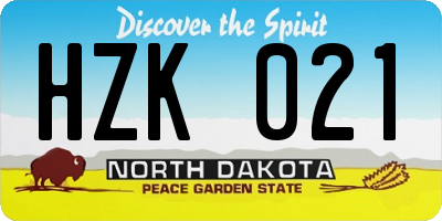 ND license plate HZK021