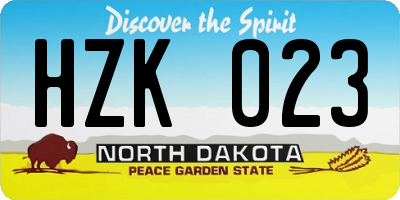 ND license plate HZK023