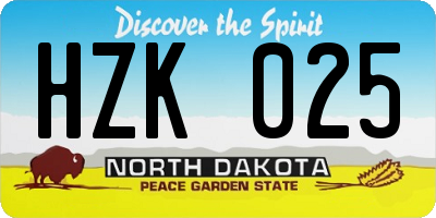 ND license plate HZK025