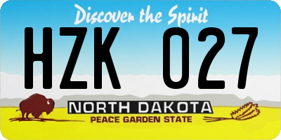 ND license plate HZK027