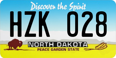 ND license plate HZK028