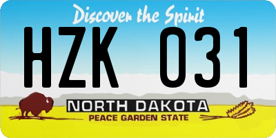 ND license plate HZK031