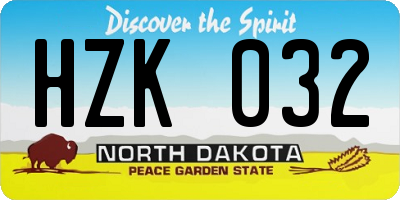 ND license plate HZK032