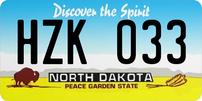 ND license plate HZK033