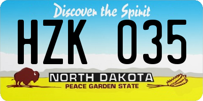 ND license plate HZK035